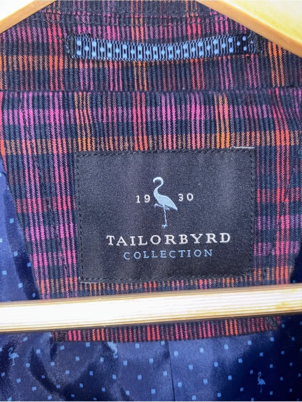 Tailorbyrd Men's Multicolor Purple Plaid Corduroy Blazer – 42R